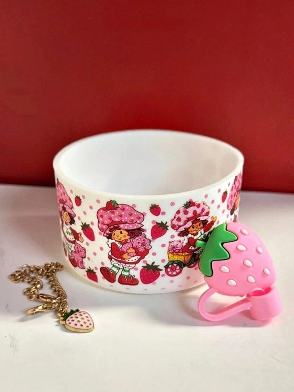 Strawberry Shortcake Tumbler Boot, Charm & Straw Topper